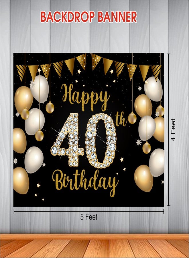 Party Baazaar 40th Birthday Backdrop 5x4 Ft | Backdrops for Decoration | Birthday Decoration Backdrop | Banner for Kids Theme Party - Image 3
